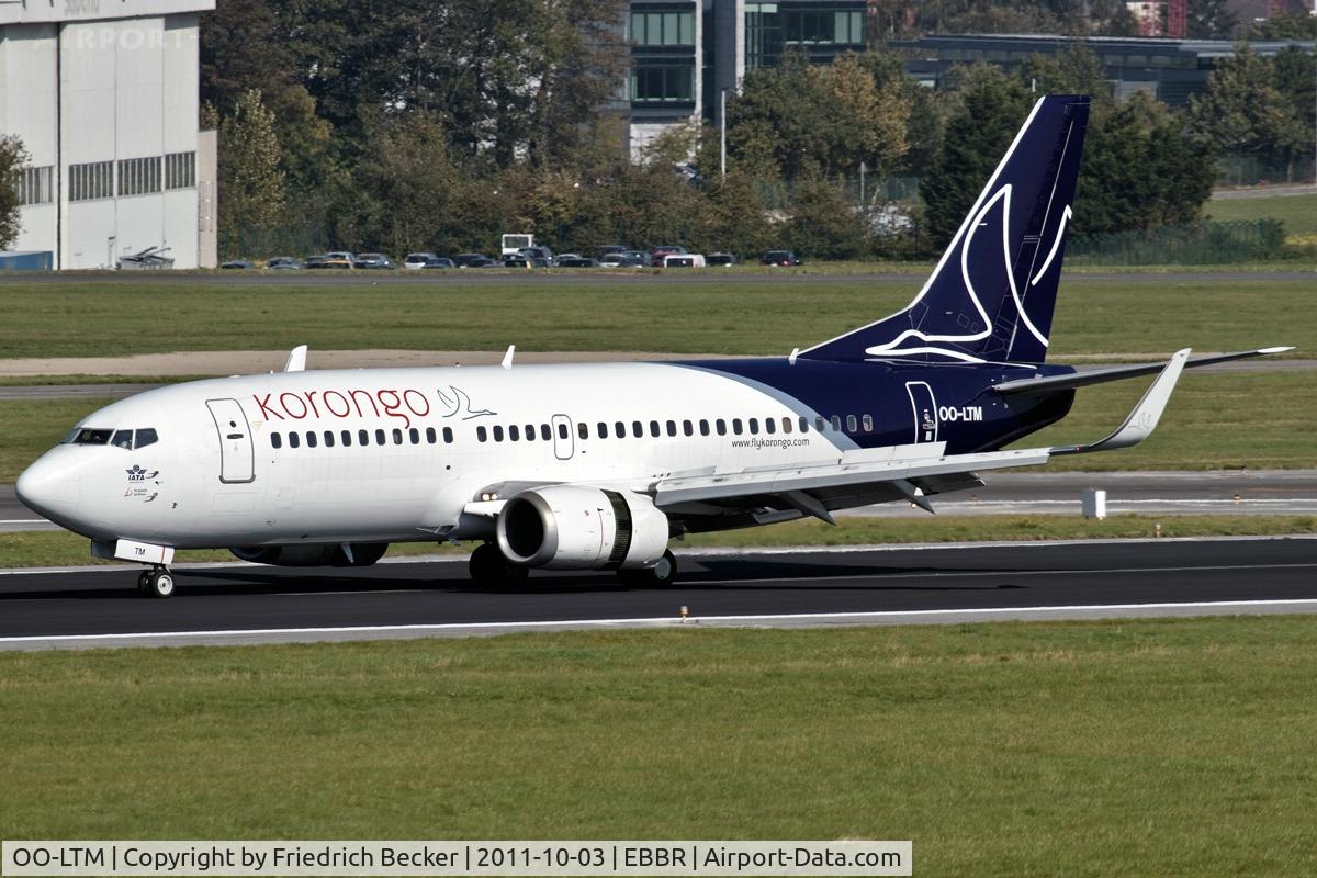 OO-LTM, 1991 Boeing 737-3M8 C/N 25070, decelerating after touchdown
