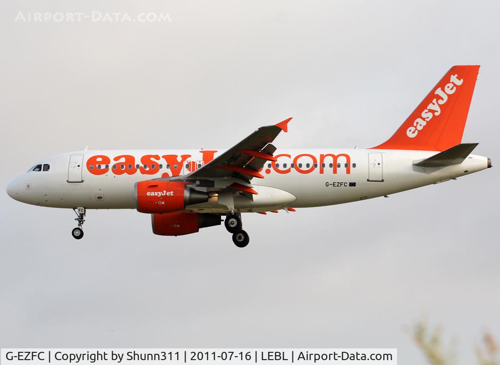 G-EZFC, 2009 Airbus A319-111 C/N 3808, Landing rwy 25R