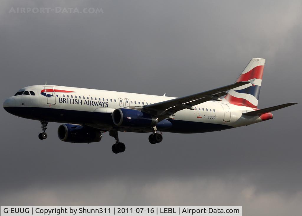 G-EUUG, 2002 Airbus A320-232 C/N 1829, Landing rwy 25R