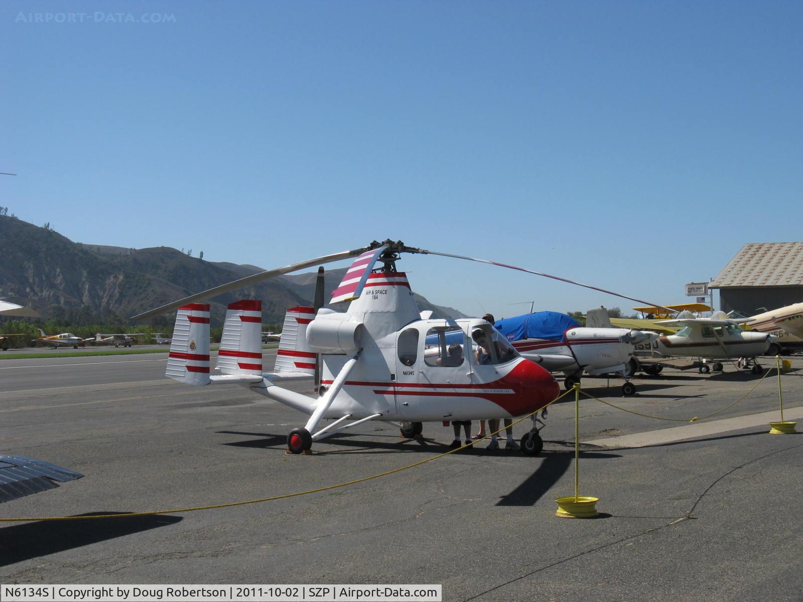 N6134S, 1965 Air & Space America Inc 18A C/N 18-41, 1965 Air & Space Mfg. Inc. 18A jump start autogyro, Lycoming O&VO-360 180 Hp pusher