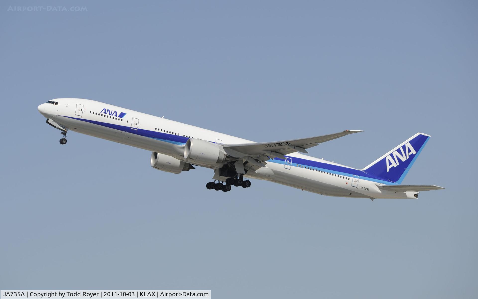 JA735A, 2006 Boeing 777-381/ER C/N 34892/571, Departing LAX