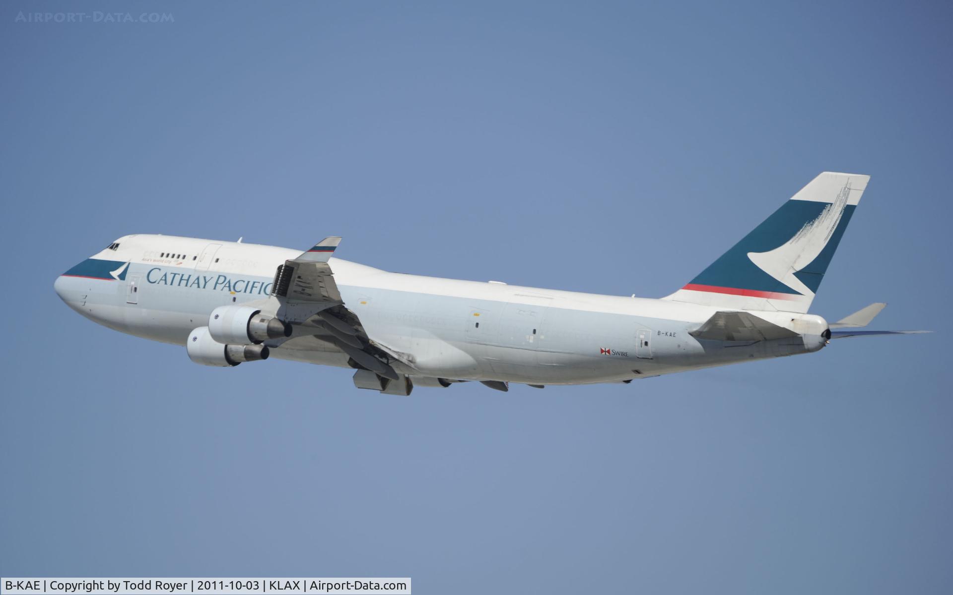 B-KAE, 1991 Boeing 747-412/BCF C/N 25068, Departing LAX