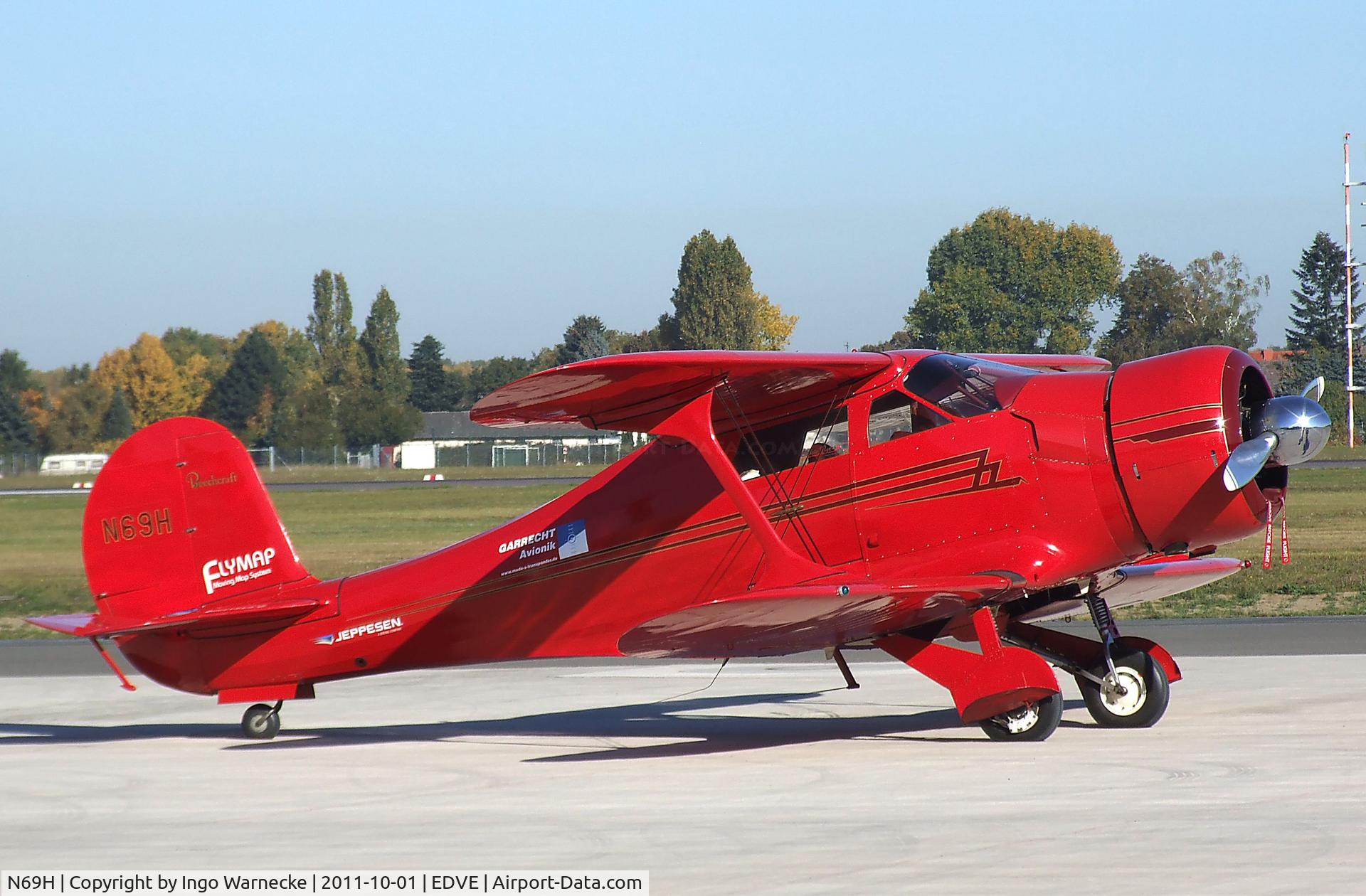 N69H, 1943 Beech D17S Staggerwing C/N 4896, Beechcraft D17S Staggerwing at its home-base at Braunschweig-Waggum airport  