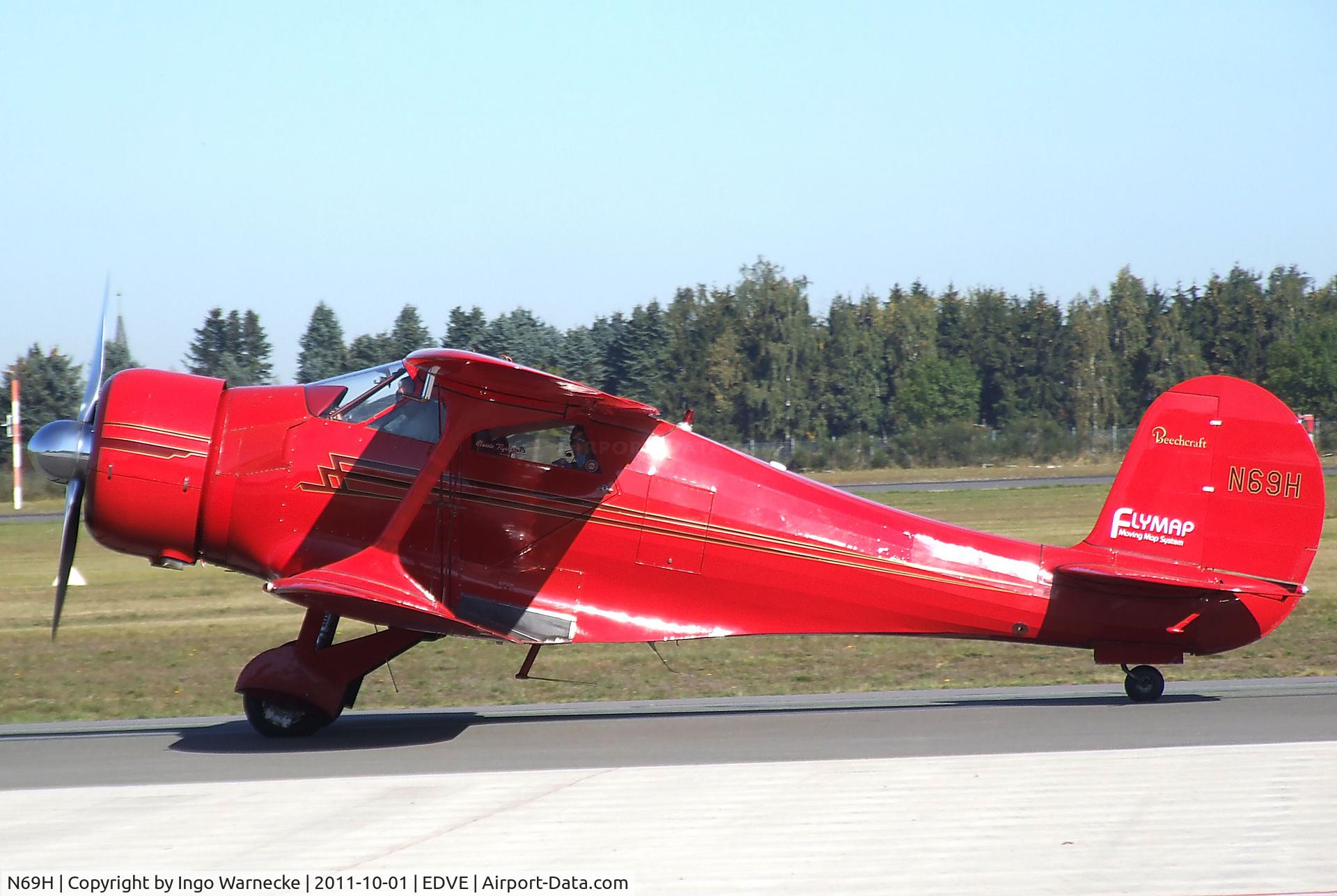 N69H, 1943 Beech D17S Staggerwing C/N 4896, Beechcraft D17S Staggerwing at its home-base at Braunschweig-Waggum airport  