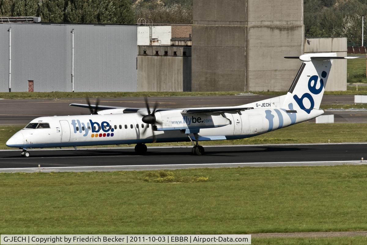 G-JECH, 2005 De Havilland Canada DHC-8-402Q Dash 8 C/N 4103, decelerating after touchdown