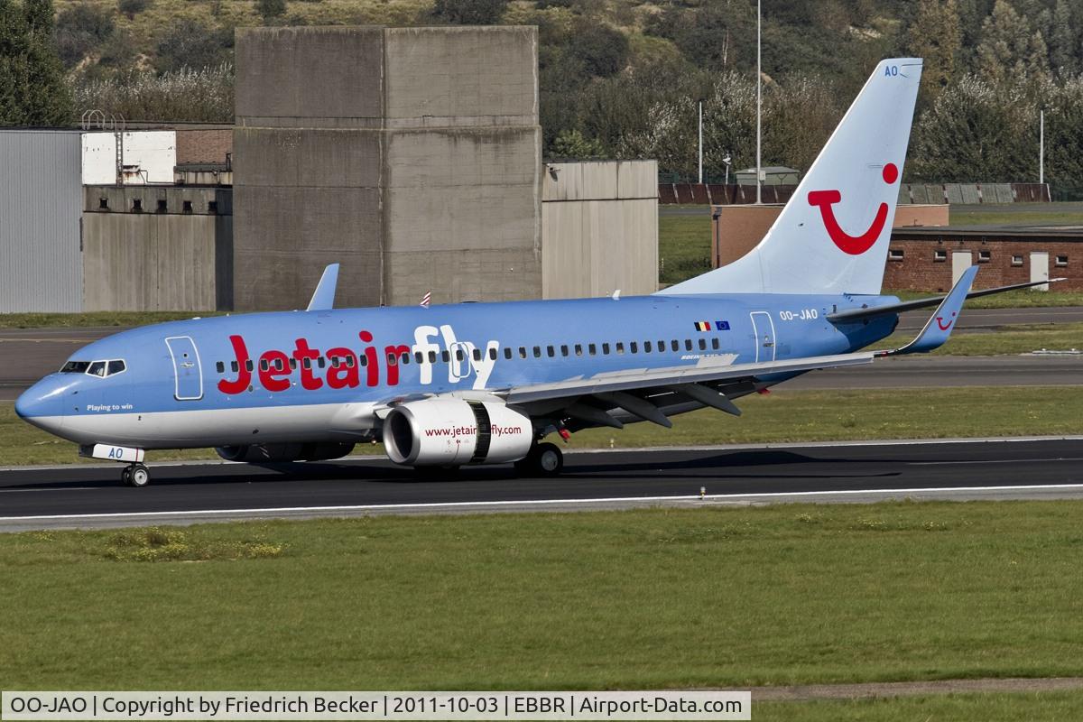 OO-JAO, 2008 Boeing 737-7K5 C/N 35141, decelerating after touchdown