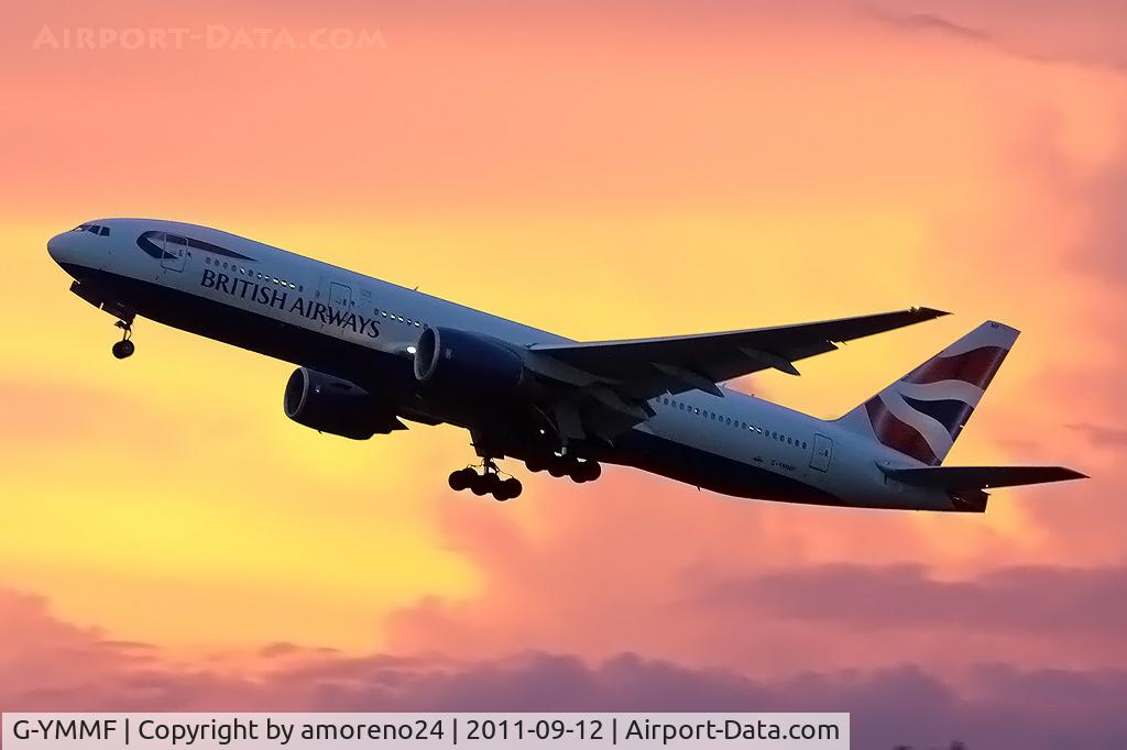 G-YMMF, 2000 Boeing 777-236 C/N 30307, Take off via runway 26.