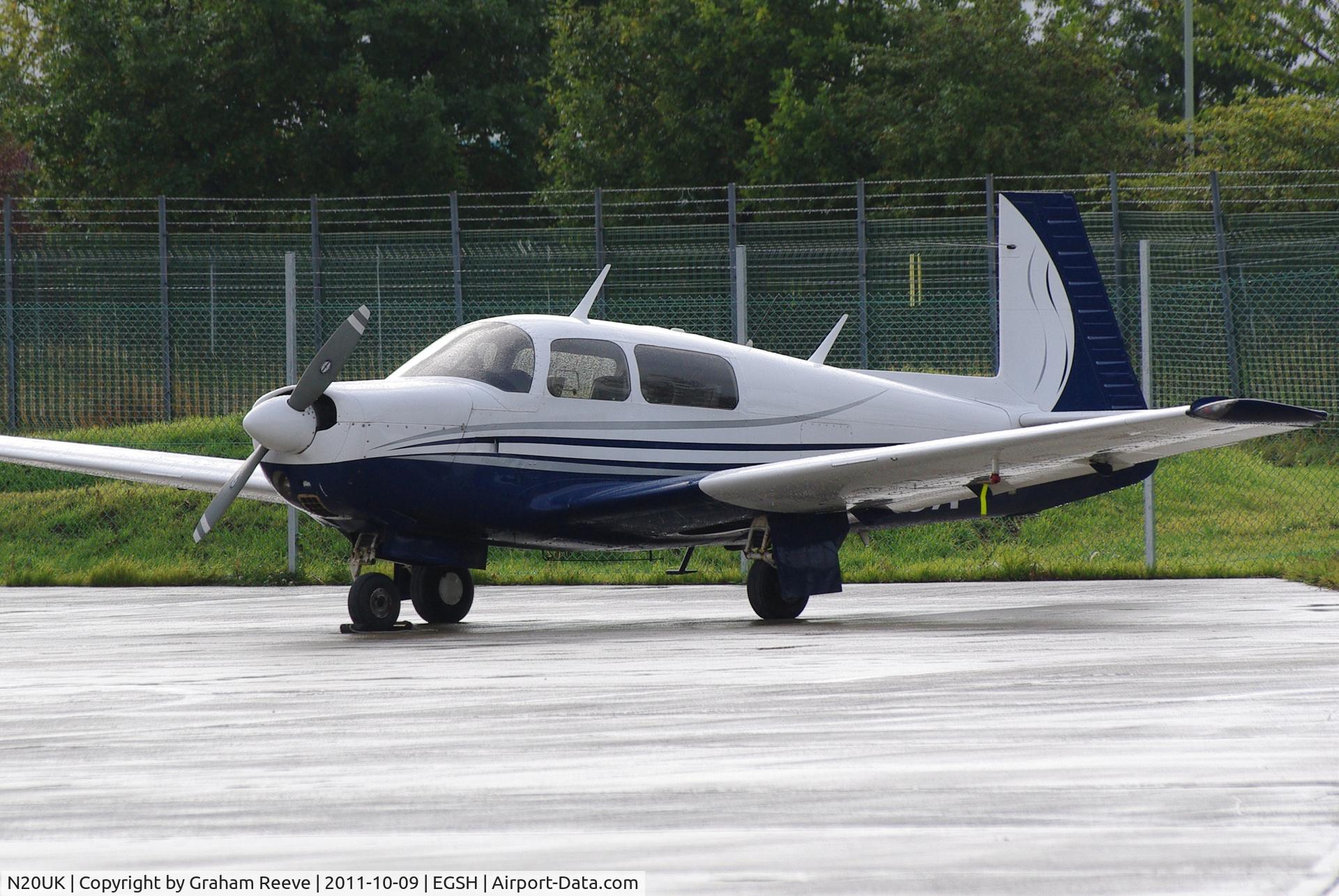 N20UK, 1976 Mooney M20F Executive C/N 22-1380, Parked at Norwich.