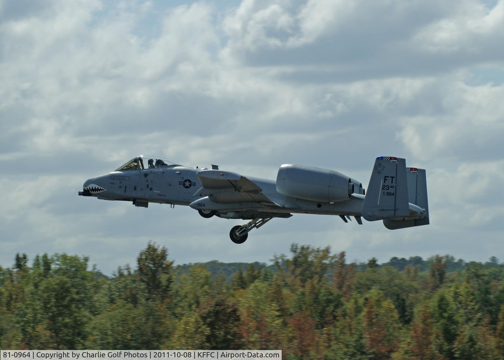 81-0964, 1981 Fairchild Republic A-10A Thunderbolt II C/N A10-0659, A-10 at Falcon Field (KFFC), Peachtree City, Georgia, USA
Right main landing gear failure on take-off from runway 31.