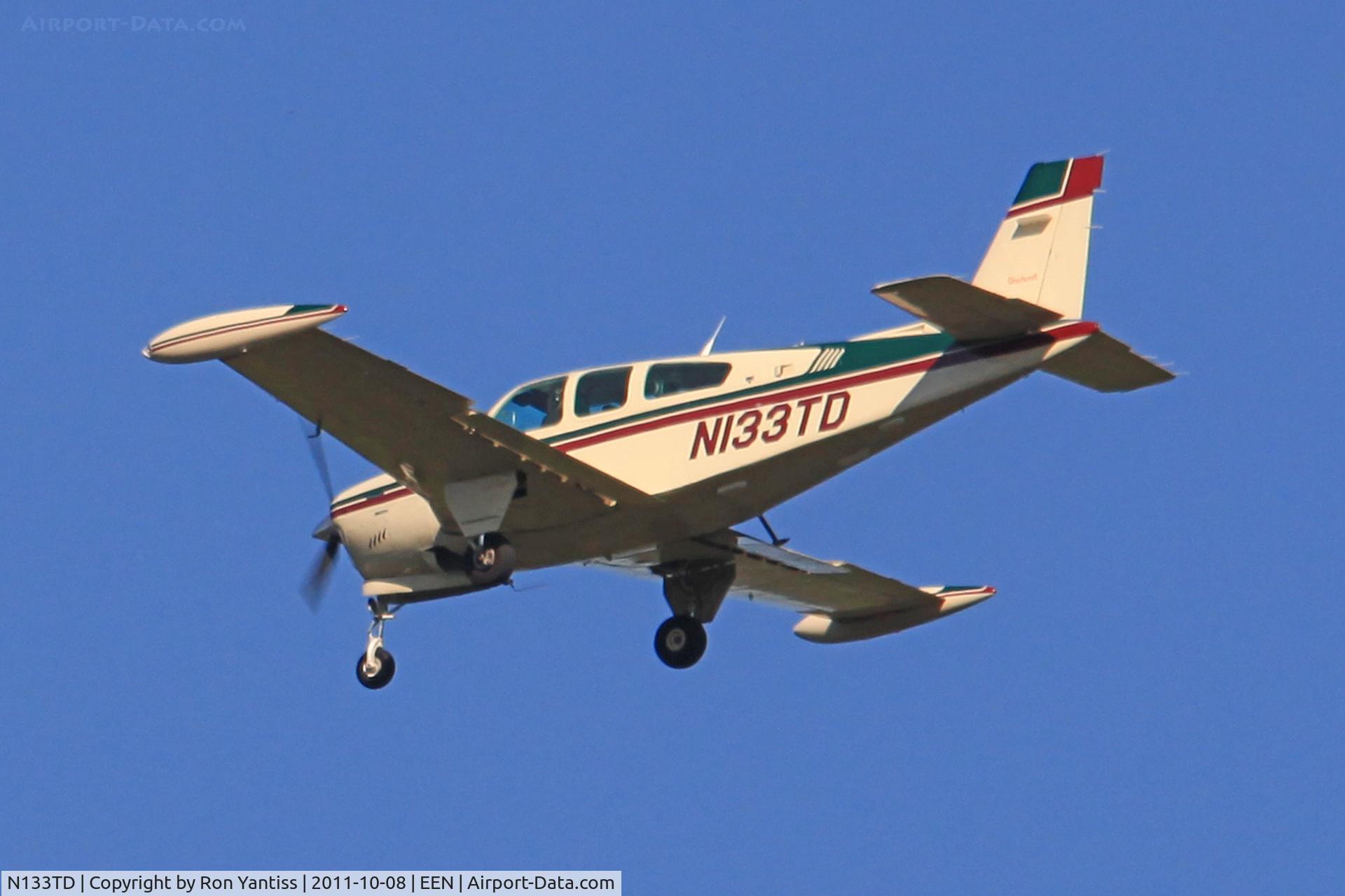 N133TD, 1990 Beech F33A Bonanza C/N CE-1548, Final runway 02, Dillant-Hopkins Airport, Keene, NH