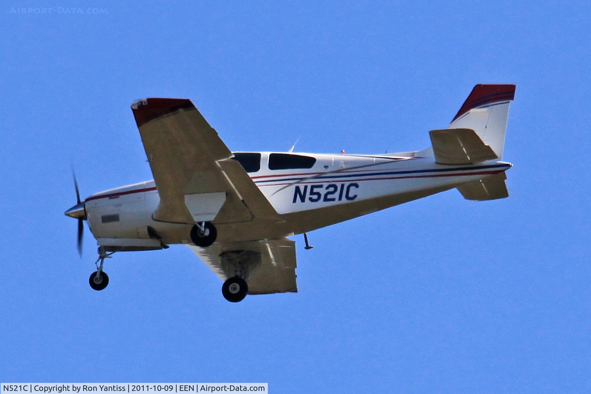N521C, 1987 Beech F33A Bonanza C/N CE-1119, Straight in final runway 02, Dillant-Hopkins Airport, Keene, NH