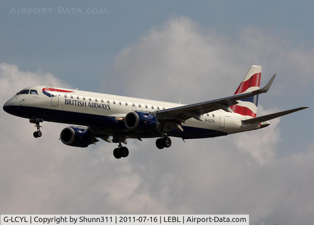 G-LCYL, 2010 Embraer 190SR (ERJ-190-100SR) C/N 19000346, Landing rwy 25R