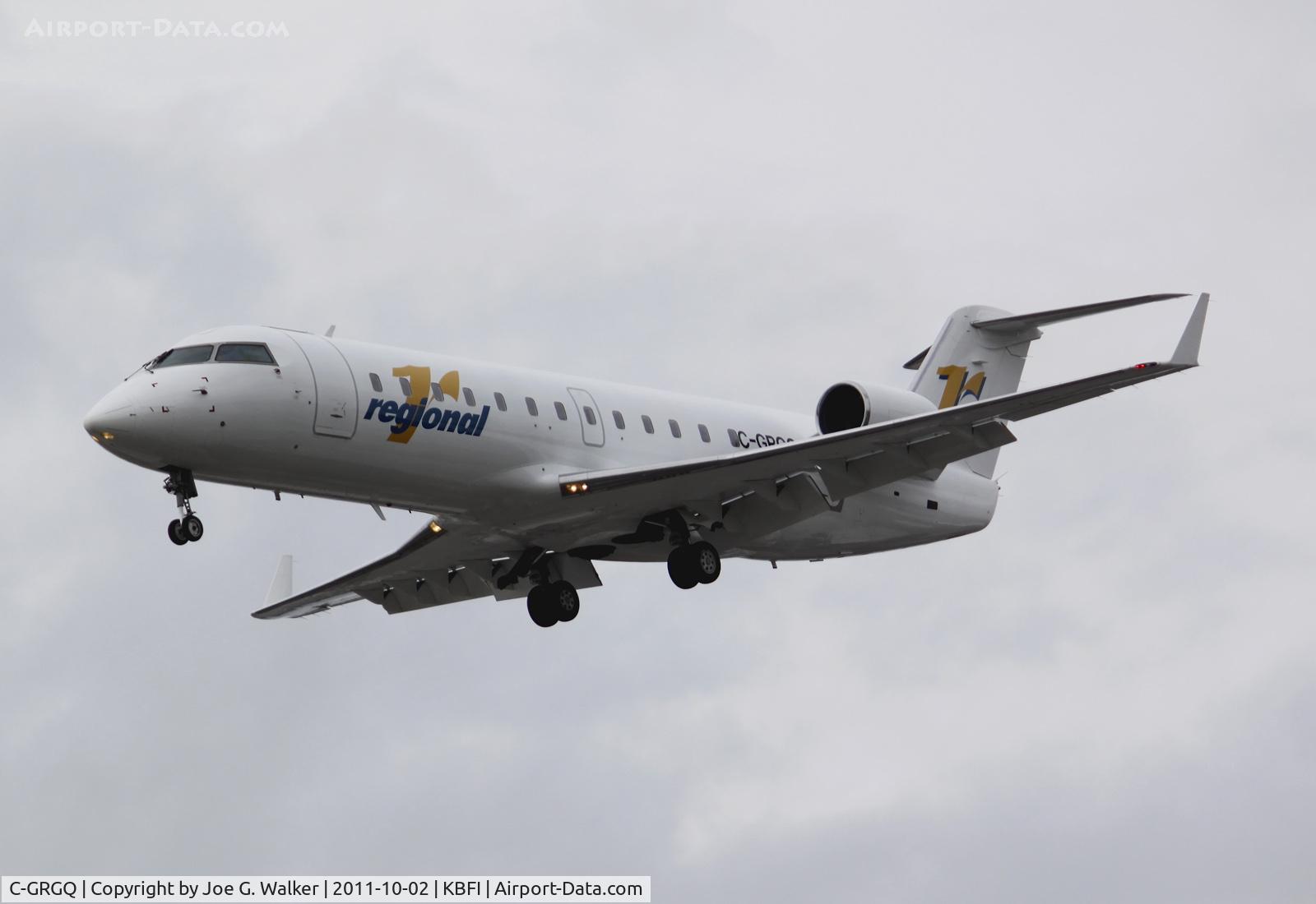 C-GRGQ, 1993 Canadair CRJ-100ER (CL-600-2B19) C/N 7027, Seen on short final to BFI was this CRJ operated by Regional 1.