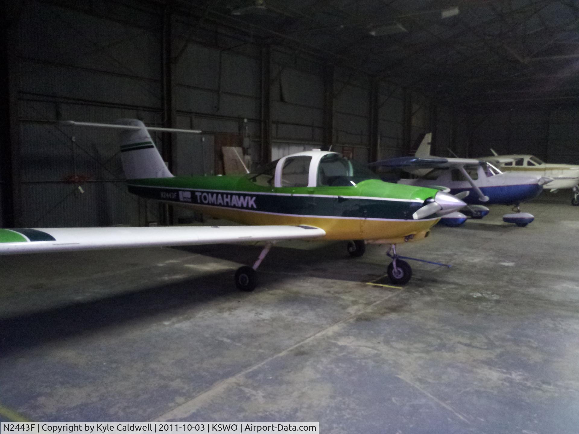 N2443F, 1979 Piper PA-38-112 Tomahawk C/N 38-79A0445, In Hangar 1 in Stillwater,OK, used for training pilots.