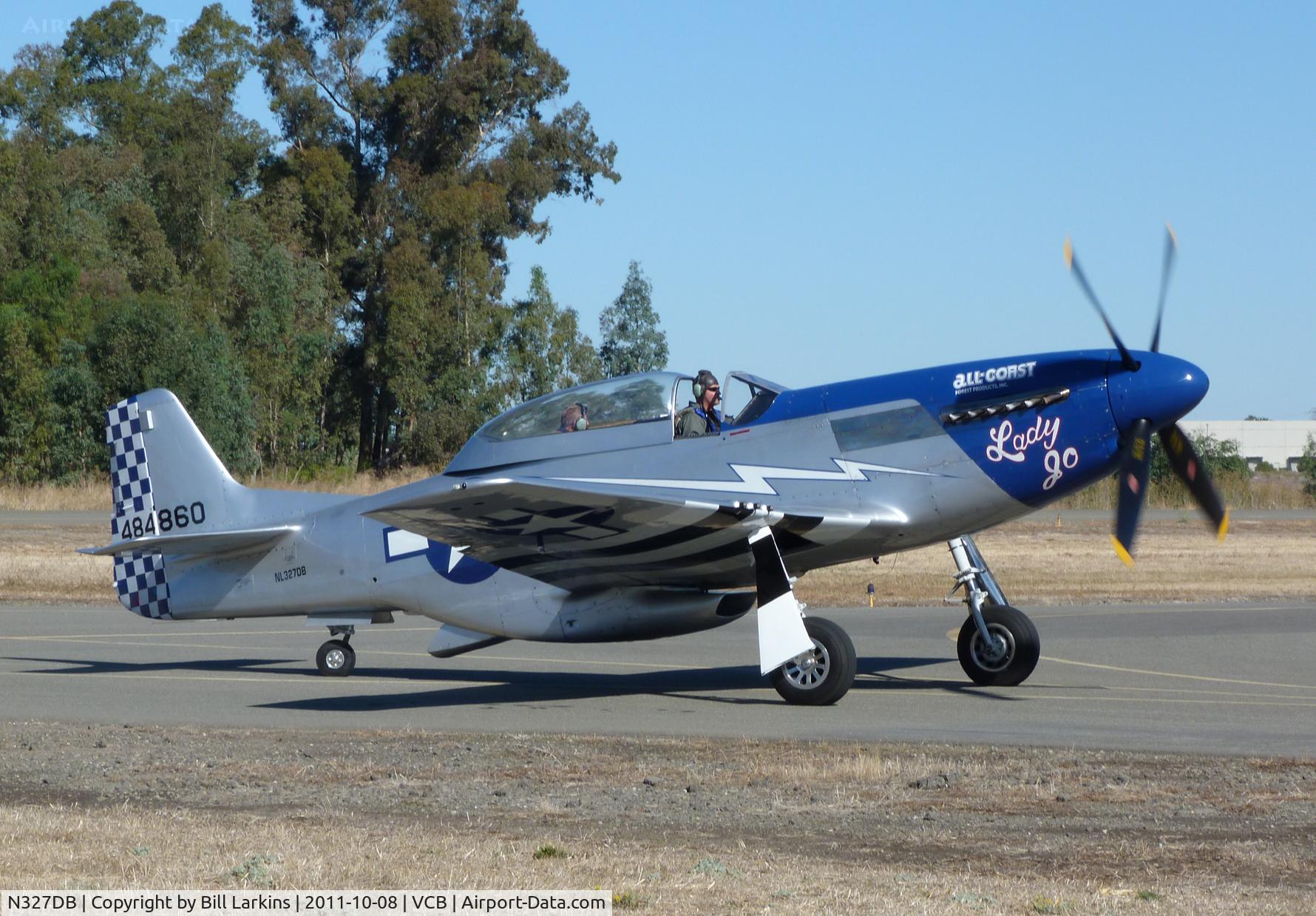 N327DB, 1944 North American P-51D Mustang C/N 44-84860, Arriving at Nut Tree airport