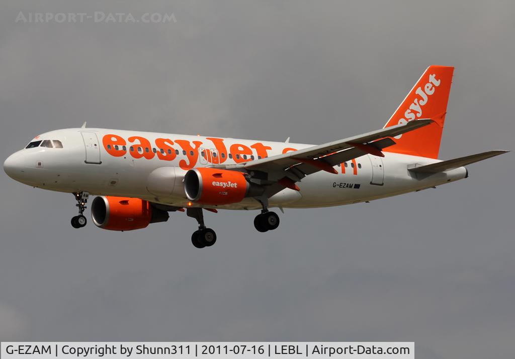 G-EZAM, 2003 Airbus A319-111 C/N 2037, Landing rwy 25R