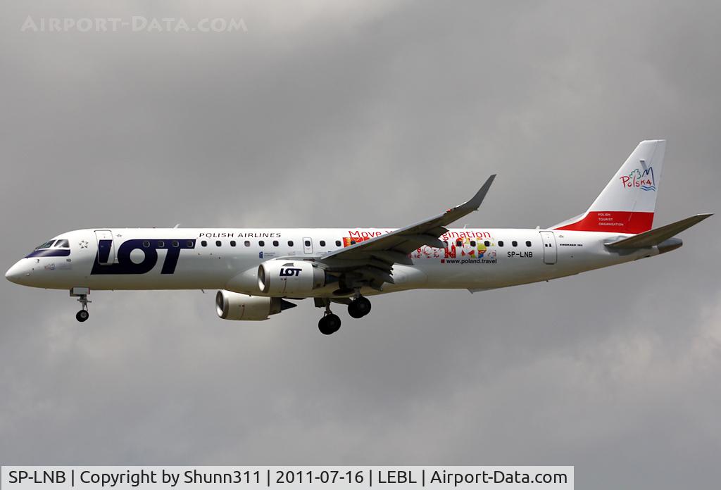 SP-LNB, 2011 Embraer 195LR (ERJ-190-200LR) C/N 19000444, Landing rwy 25R in special 'Polska - Move your imagination' c/s