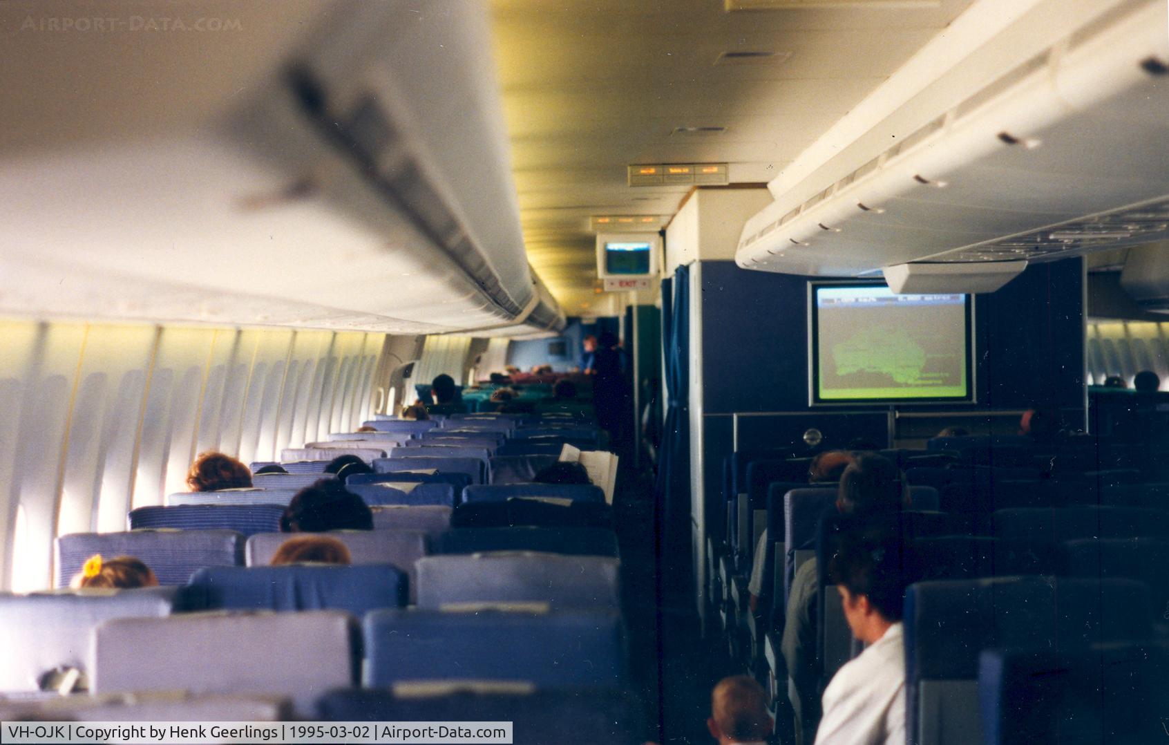 VH-OJK, 1991 Boeing 747-438 C/N 25067, Qantas , Economy class , enroute from MEB to SYD