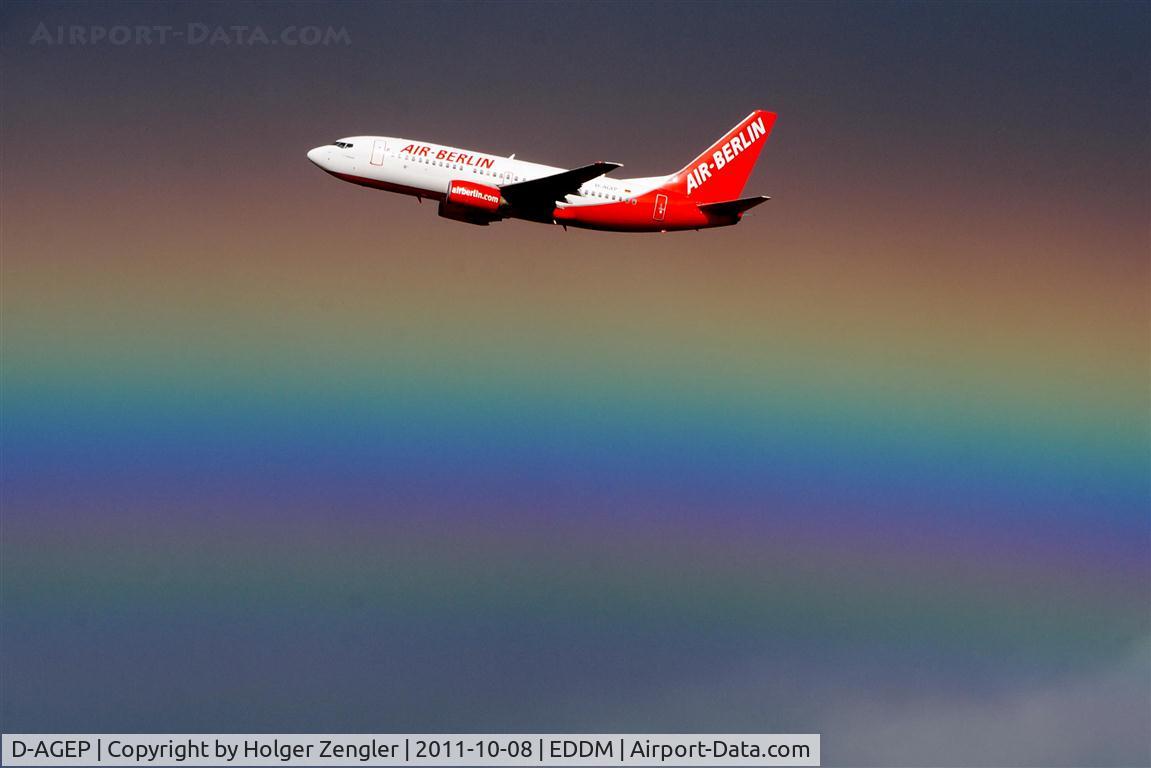 D-AGEP, 1998 Boeing 737-75B C/N 28102, Riding skywards on a rainbow......