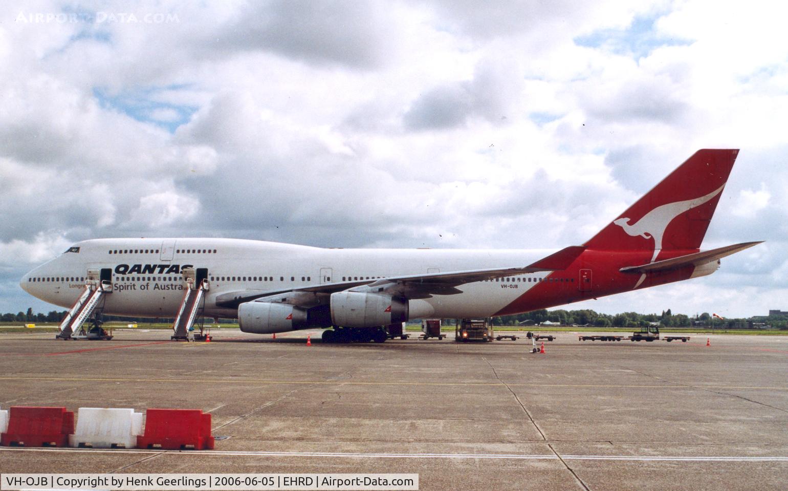 VH-OJB, 1989 Boeing 747-438 C/N 24373, Qantas ; 
Charter flt into Rotterdam to  pickup of the Australian soccer team who played a test match in Rotterdam on the occasion of the World Cup Soccer in France.