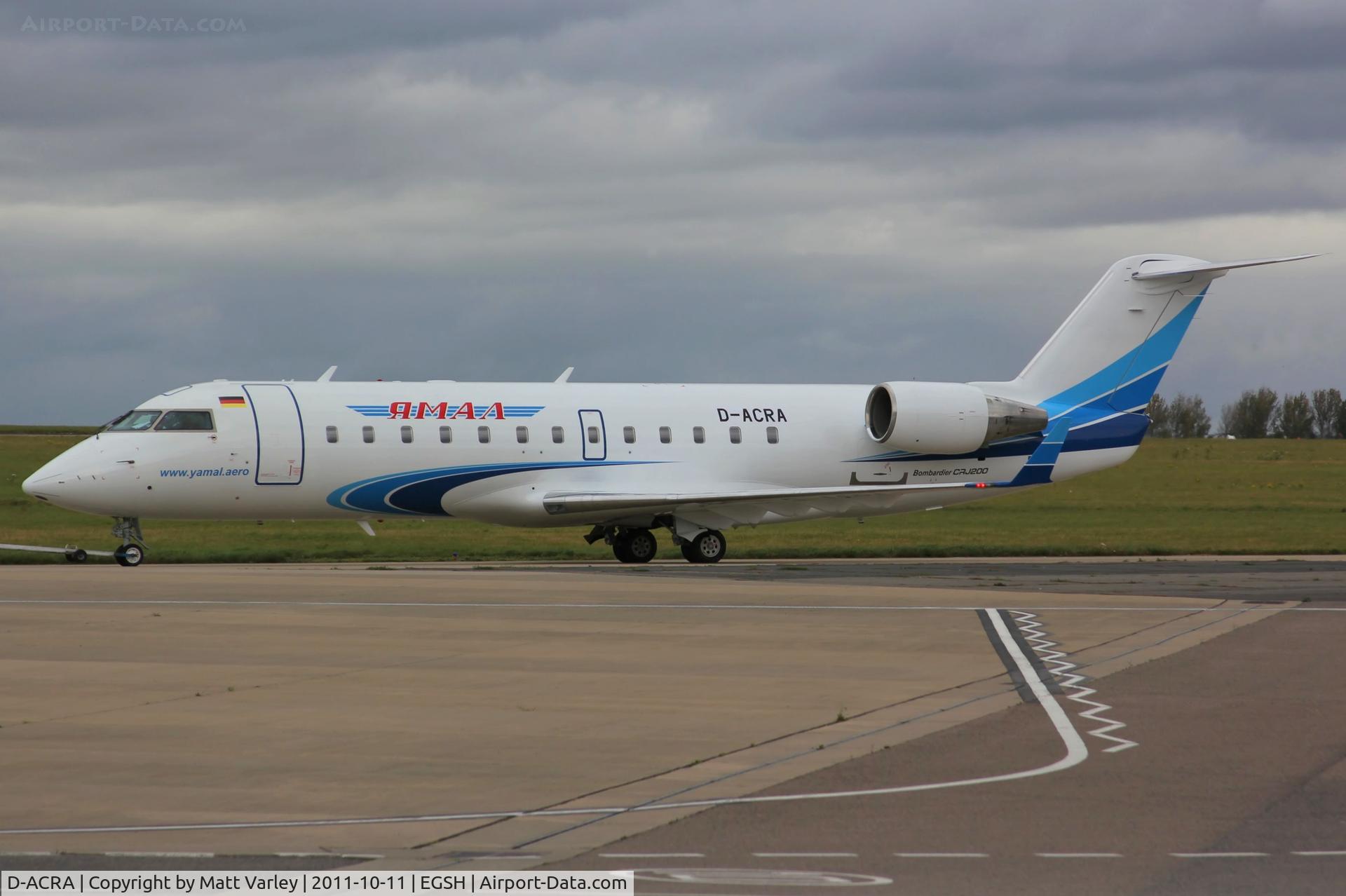 D-ACRA, Canadair CRJ-200ER (CL-600-2B19) C/N 7567, Yamal Airlines CRJ being towed for engine tests.