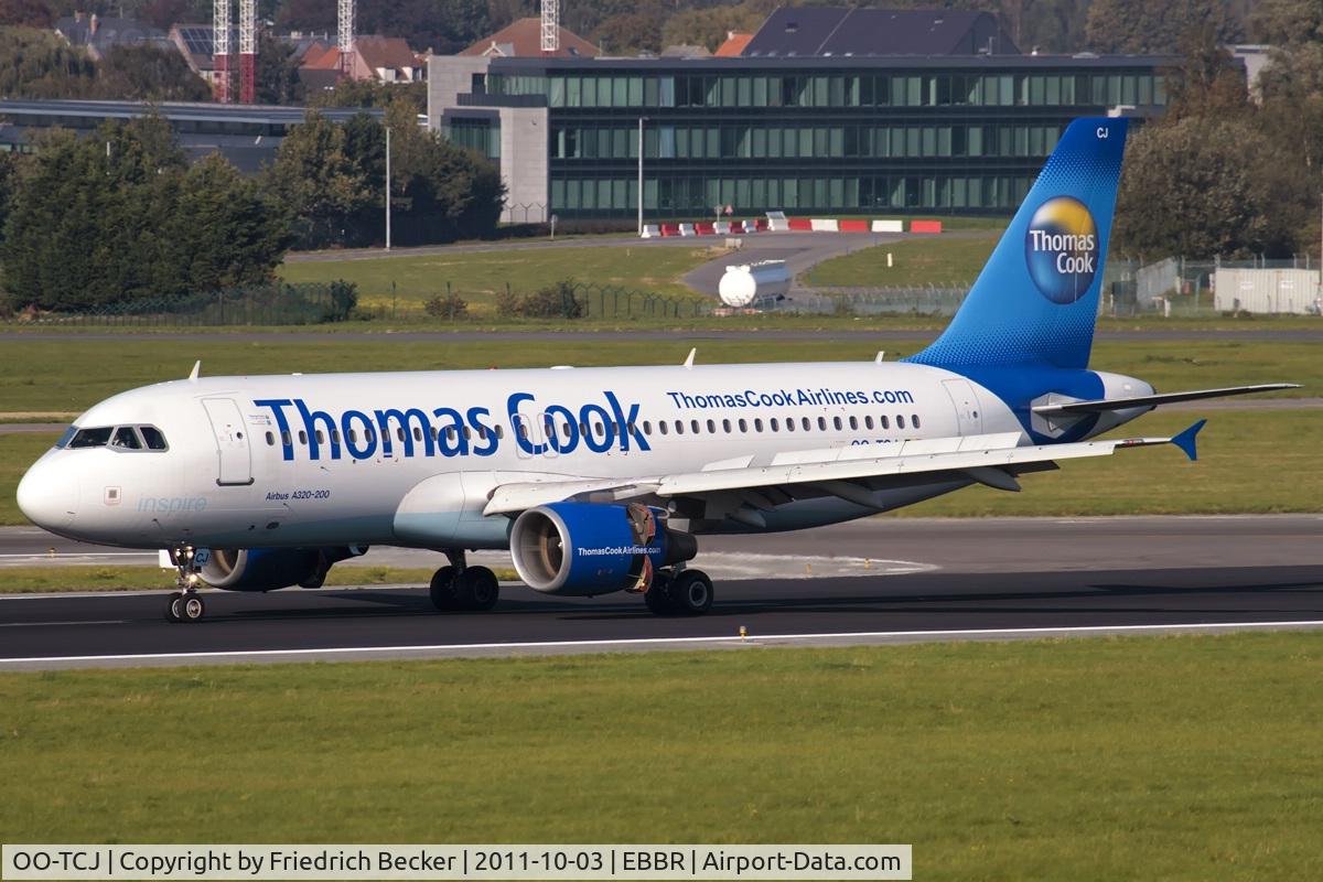 OO-TCJ, 2002 Airbus A320-214 C/N 1787, decelerating after touchdown