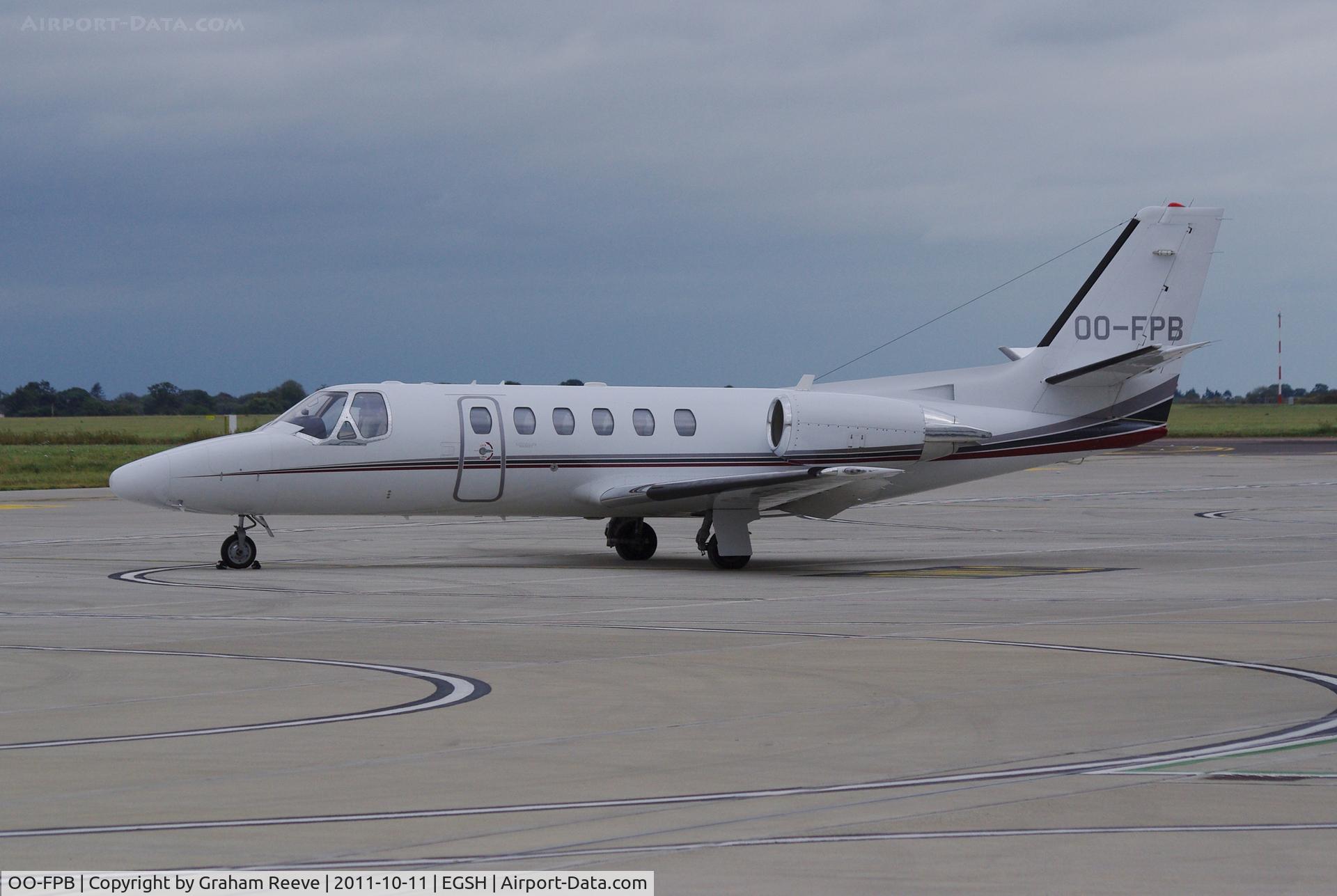 OO-FPB, 2005 Cessna 550B Citation Bravo C/N 550-1117, Parked at Norwich.