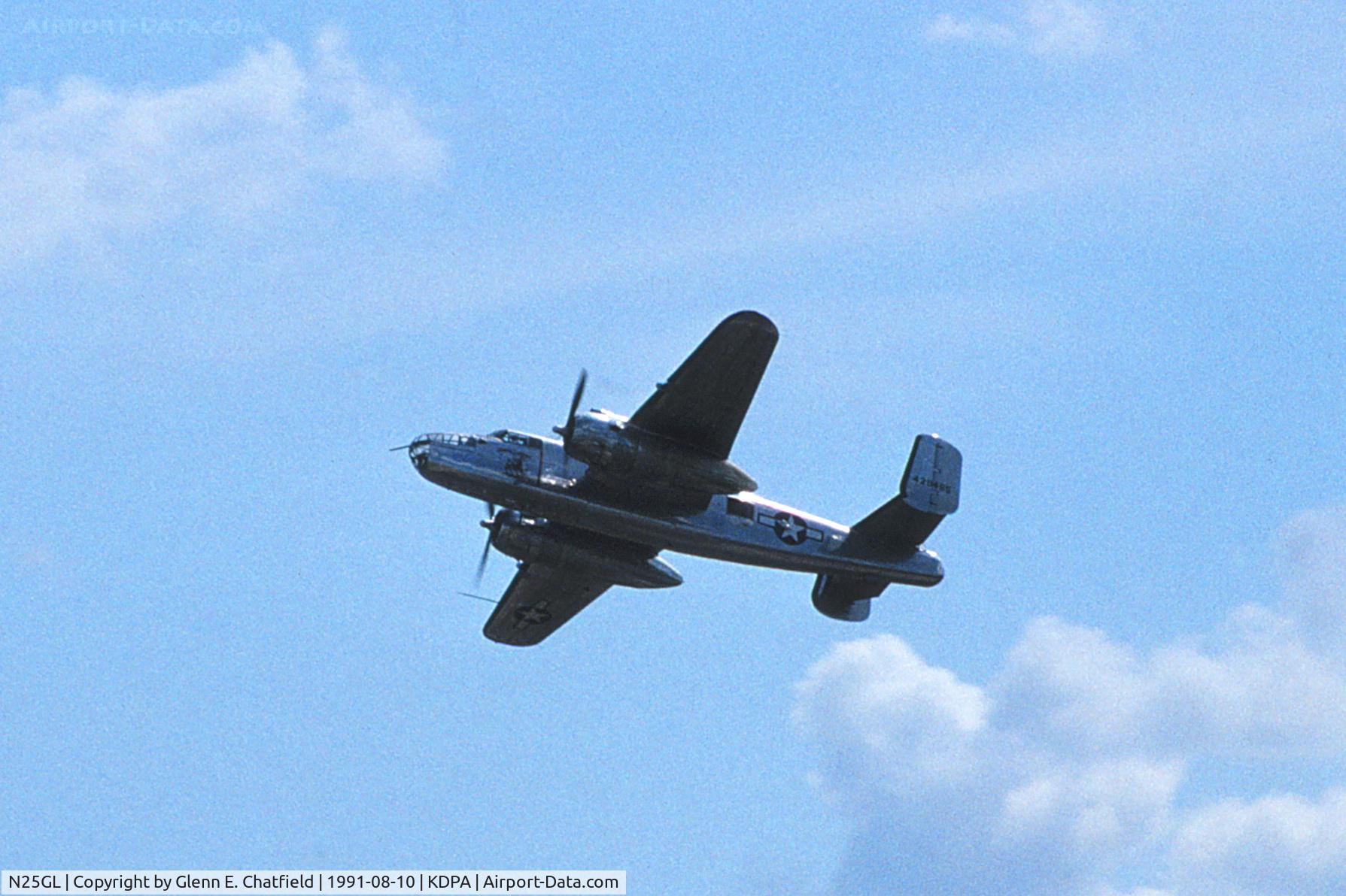 N25GL, 1944 North American TB-25N Mitchell C/N 44-29465 (108-32740), Flying over runway 10.