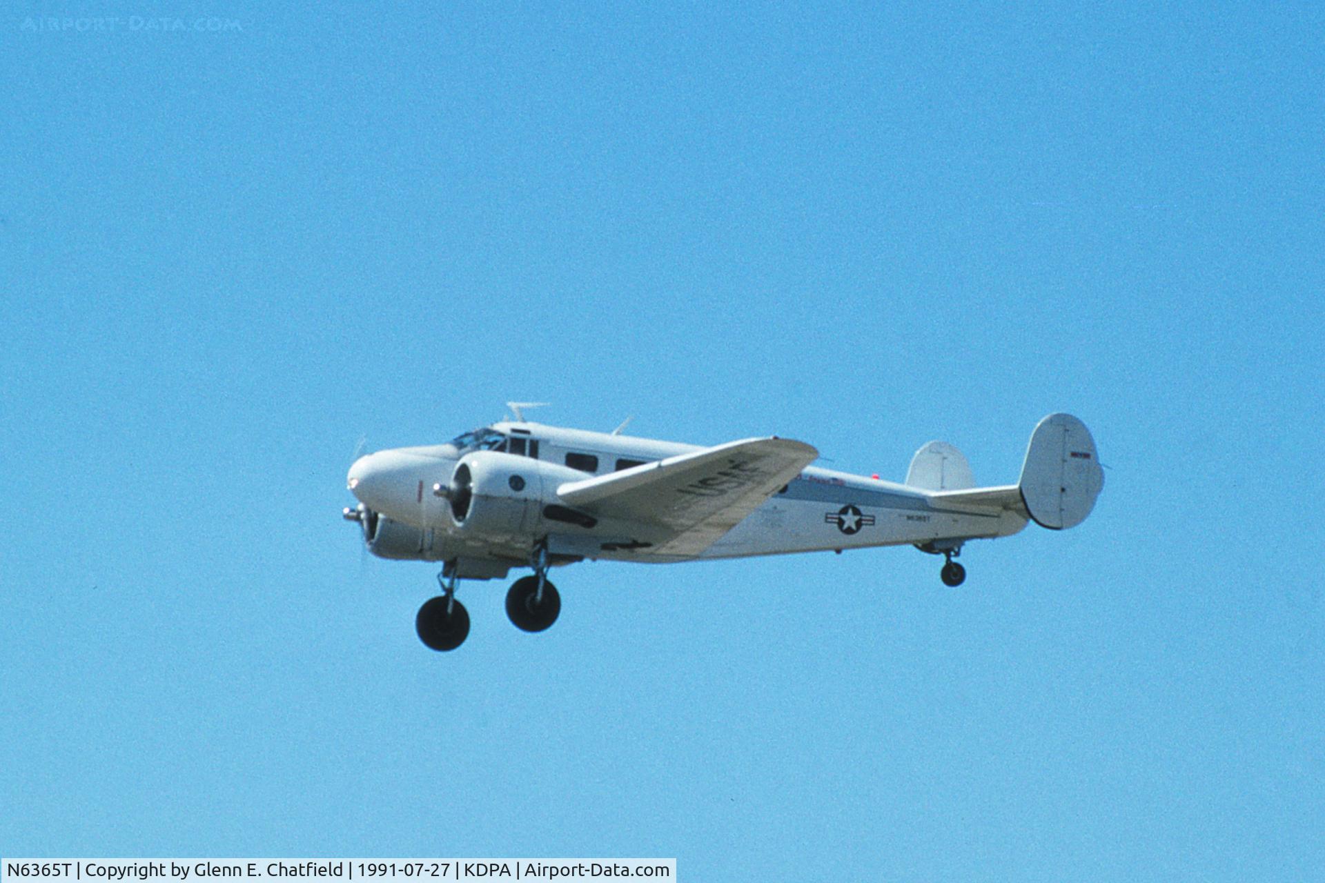 N6365T, 1952 Beech C-45H Expeditor C/N AF-617, C-45H 52-10687 flying past the tower