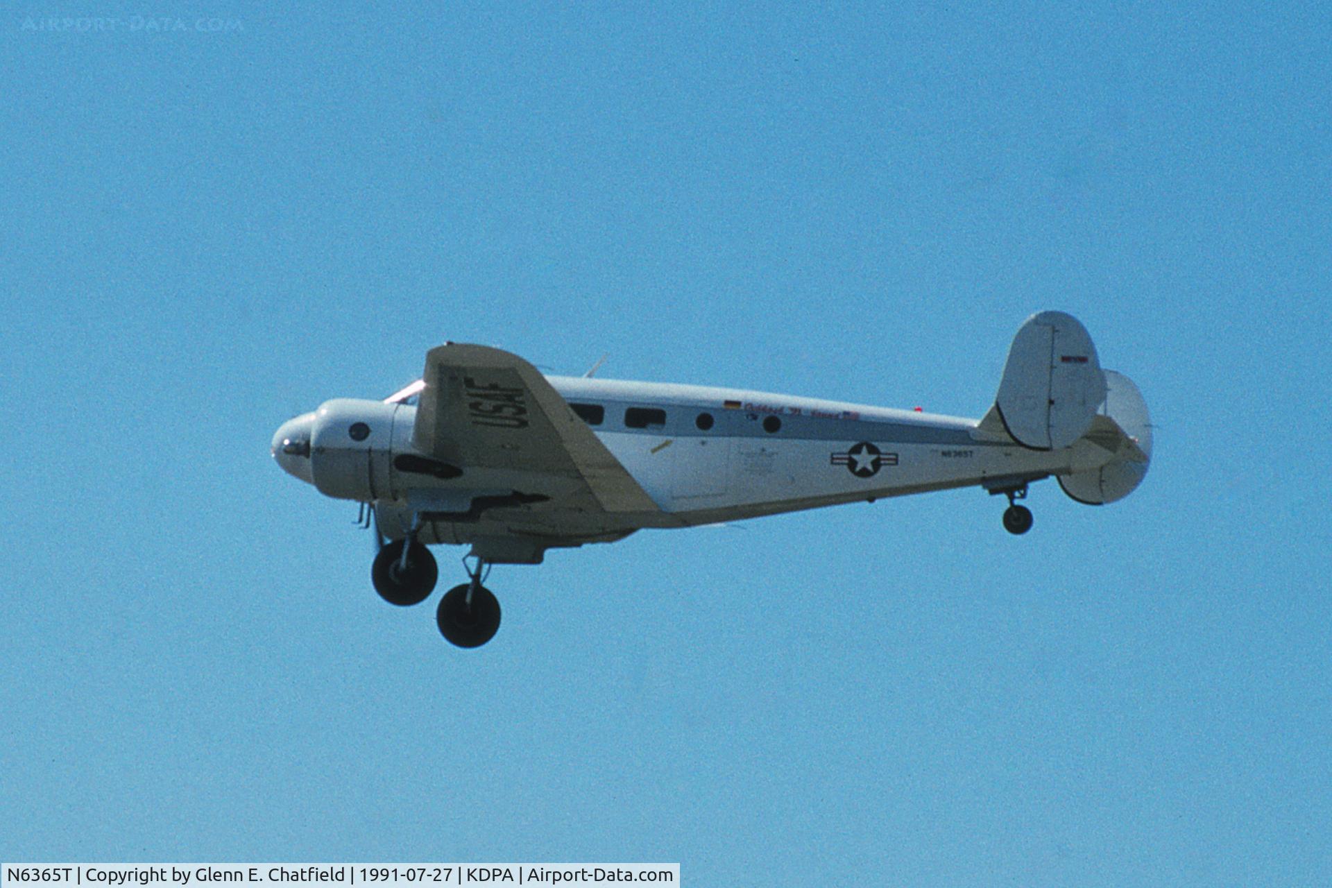 N6365T, 1952 Beech C-45H Expeditor C/N AF-617, C-45H 52-10687 flying past the tower