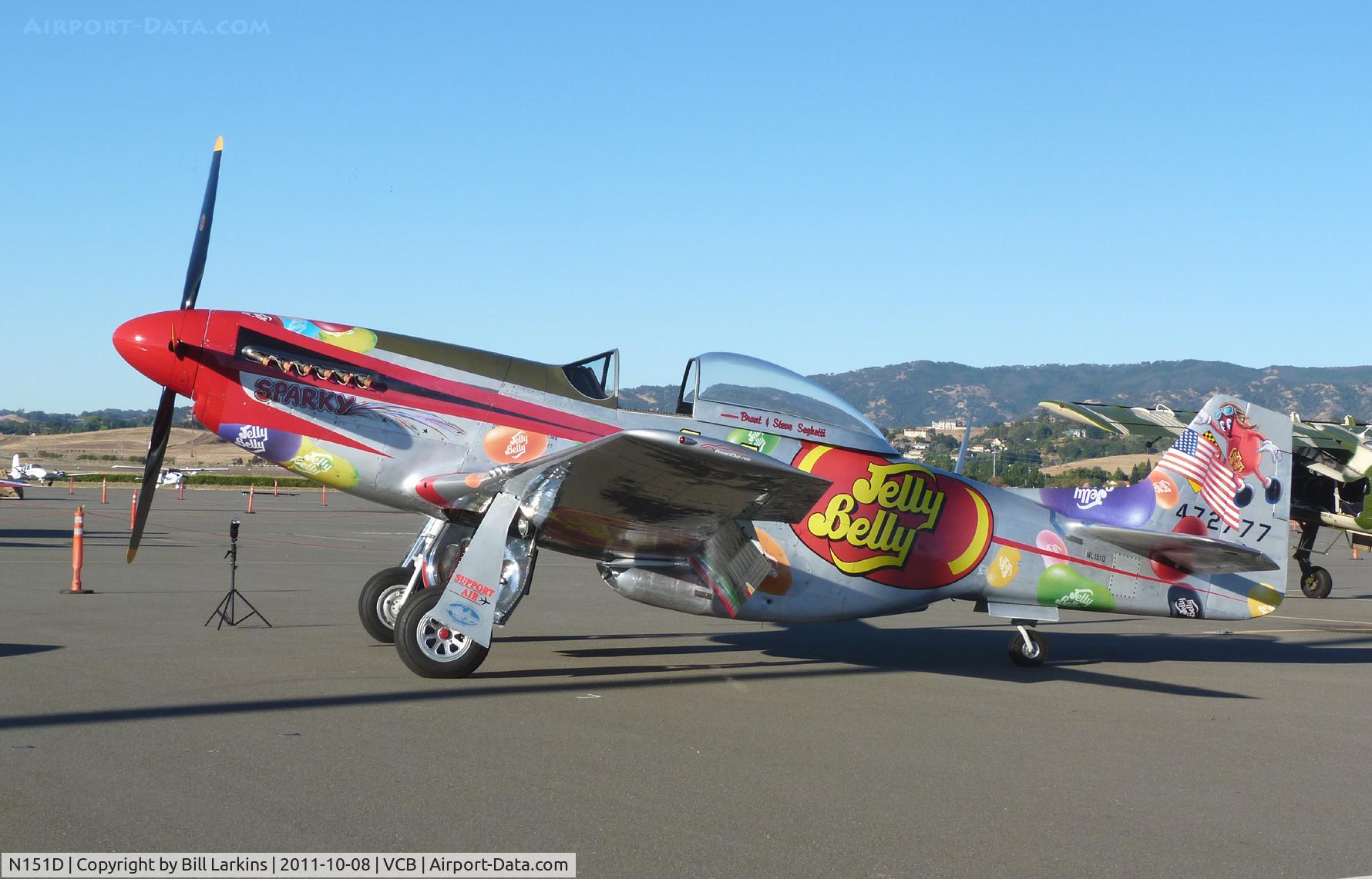 N151D, 1944 North American P-51D Mustang C/N 44-72777, Posed to be photographed with Mustang cars.