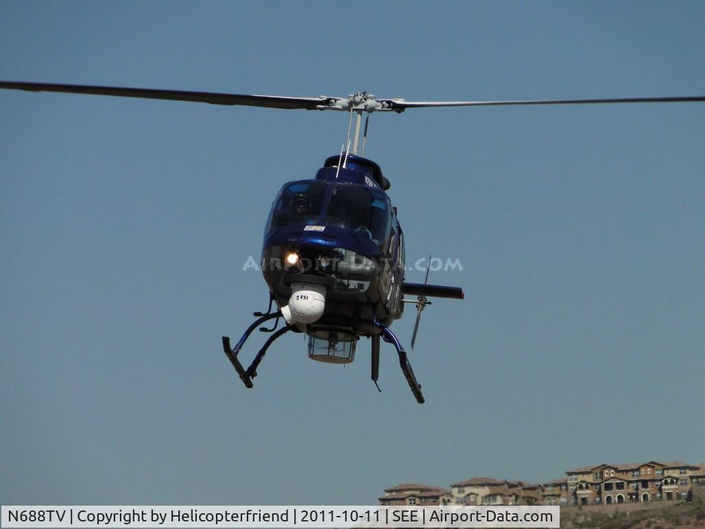 N688TV, Bell 206B JetRanger C/N 2642, On final to dolley south of runway 17L