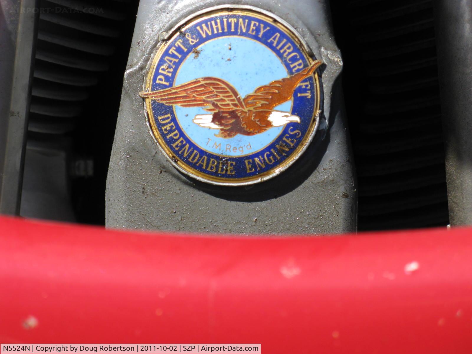 N5524N, 1943 Howard Aircraft DGA-15P C/N 890, 1943 Howard DGA-15P, P&W R-985 450 Hp, P&W famous radial engine logo. I used to have a belt buckle I soldered from one of these enameled copper badges. 