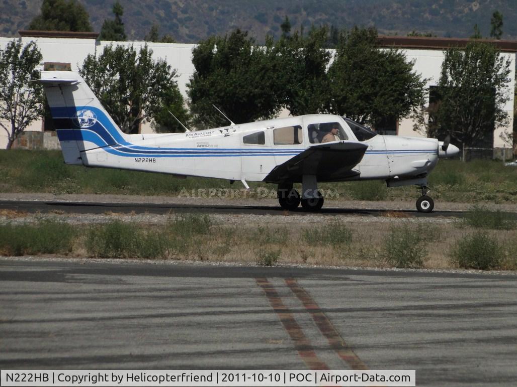 N222HB, 1979 Piper PA-28RT-201 Arrow IV C/N 28R-7918254, A ship from Air Academy, El Monte taxiing west on taxiway Sierra for runway 26L
