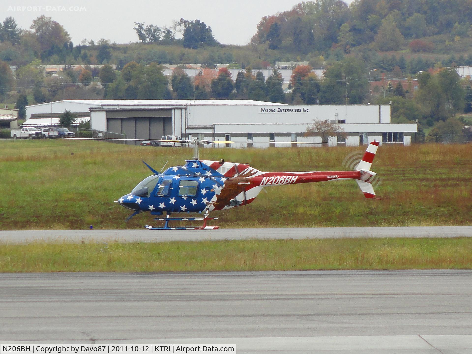 N206BH, 1968 Bell 206B JetRanger III C/N 220, Bell 206B Helicopter practicing landings at Tri-Cities Airport (KTRI) in Blountville, TN on October 12, 2011.