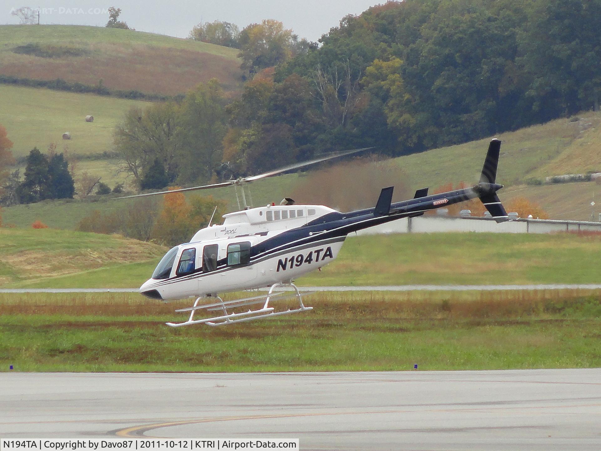 N194TA, 1991 Bell 206L-3 LongRanger III C/N 51542, Bell 206L-3 Helicopter practicing landings at Tri-Cities Airport (KTRI) in Blountville, TN on October 12, 2011.