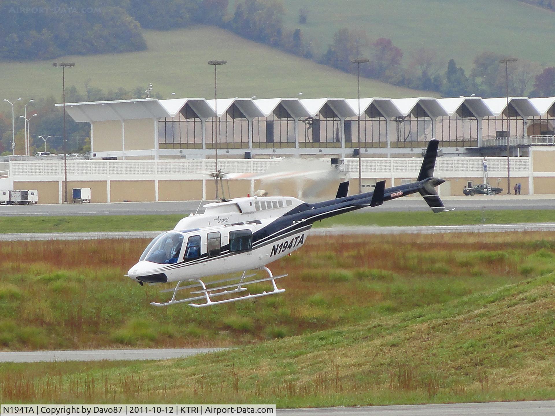 N194TA, 1991 Bell 206L-3 LongRanger III C/N 51542, Bell 206L-3 Helicopter practicing landings at Tri-Cities Airport (KTRI) in Blountville, TN on October 12, 2011.