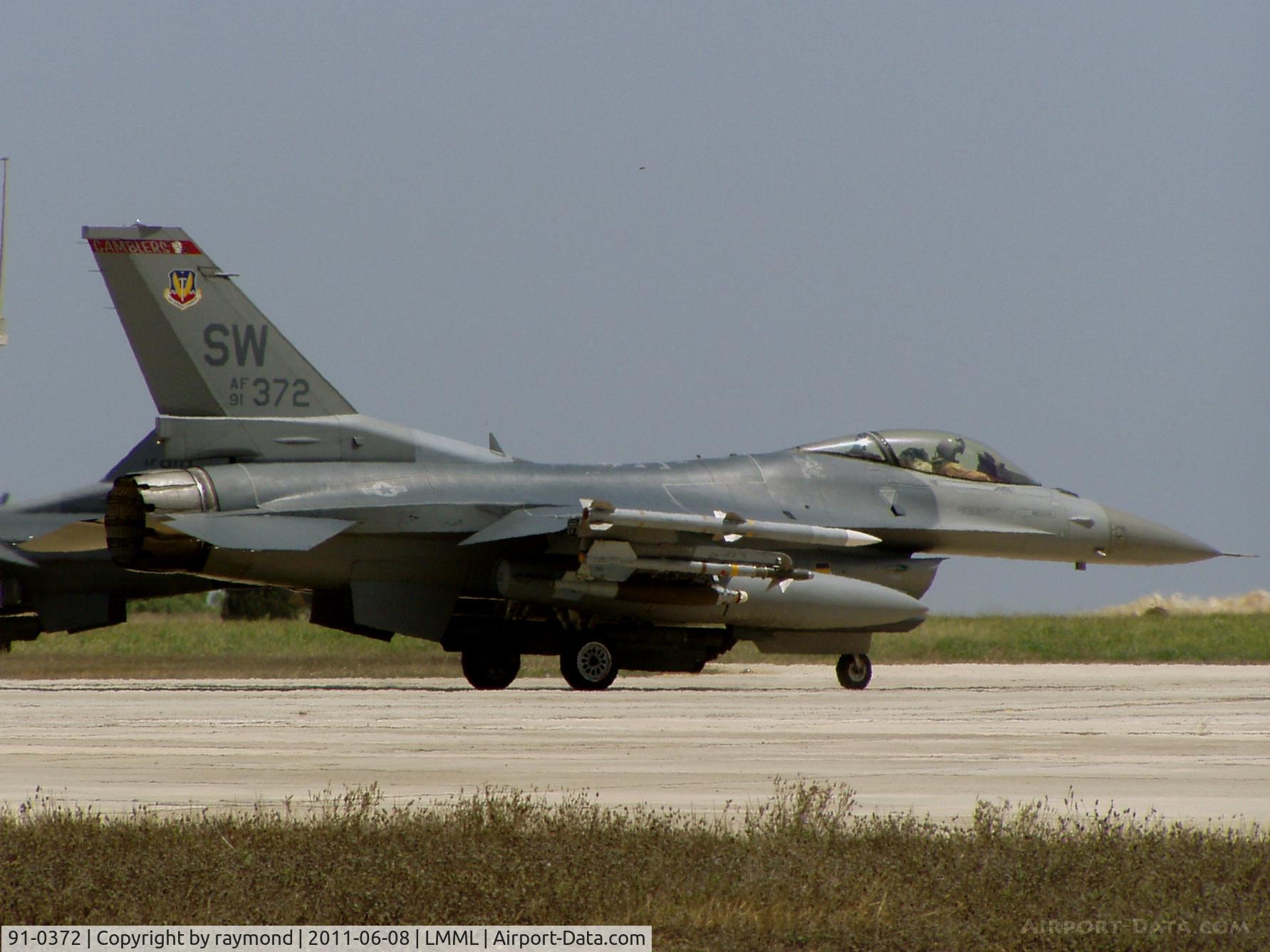 91-0372, 1991 General Dynamics F-16CJ Fighting Falcon C/N CC-70, F16 91-0372 USAF