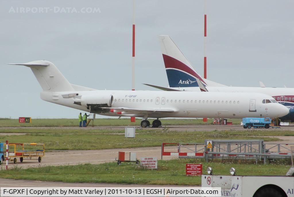 F-GPXF, 1991 Fokker 100 (F-28-0100) C/N 11330, Sat on stand 9 at KLM Engineering.
