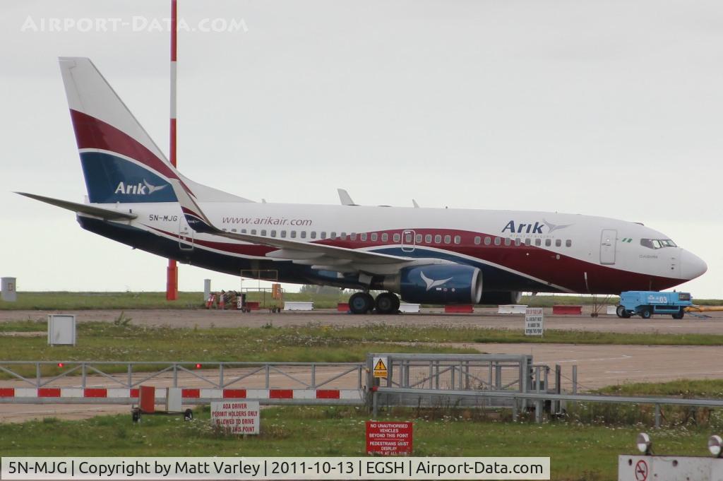 5N-MJG, 2008 Boeing 737-7BD C/N 33944/2576, Sat outside KLM Engineering.