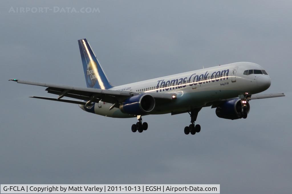 G-FCLA, 1997 Boeing 757-28A C/N 27621, On approach at EGSH