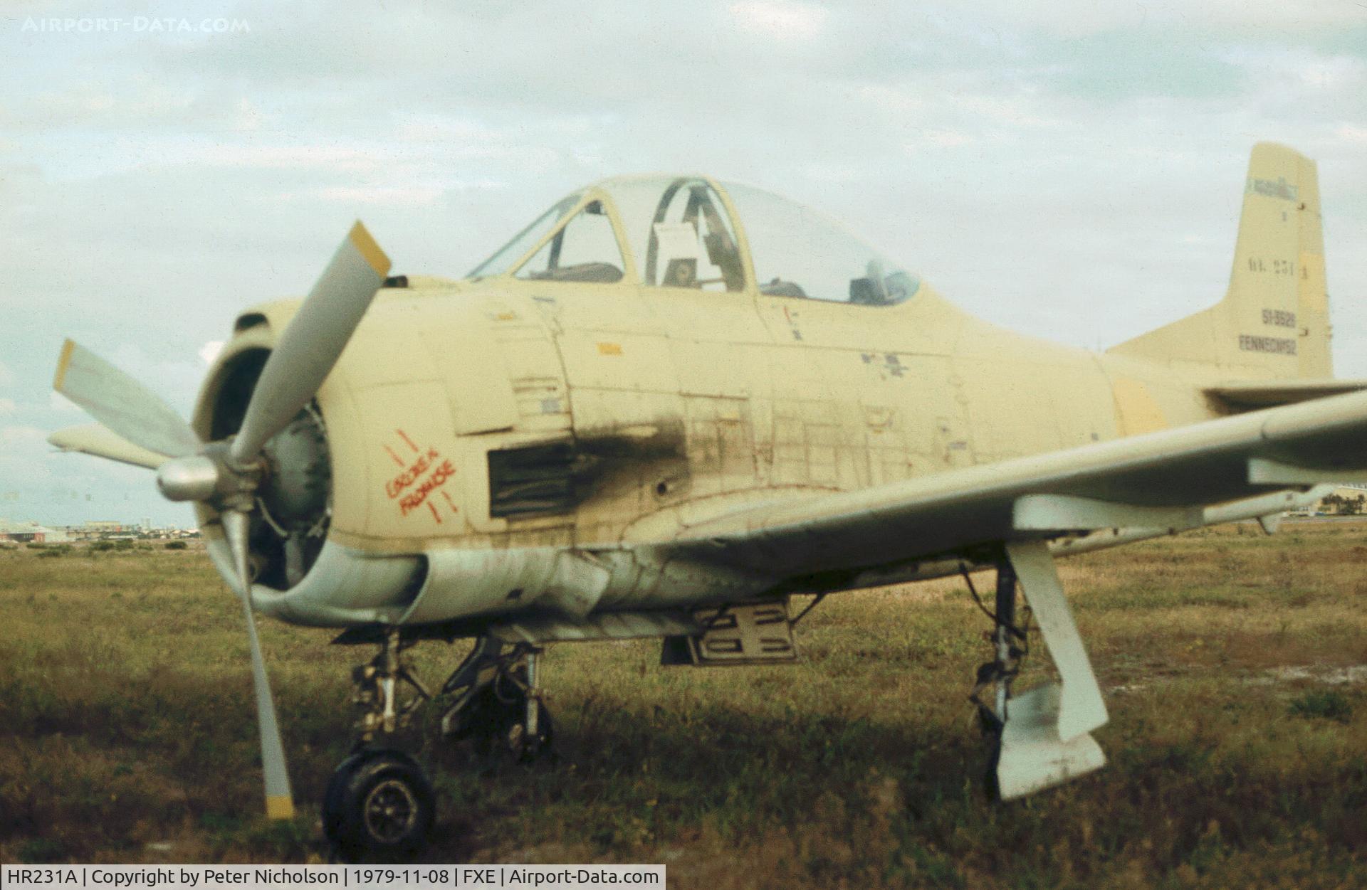 HR231A, 1951 North American T-28A Fennec C/N 174-66, T-28A Fennec based on former USAF 51-3528 and later registered as N8523B as seen at Fort Lauderlade Executive in November 1979.