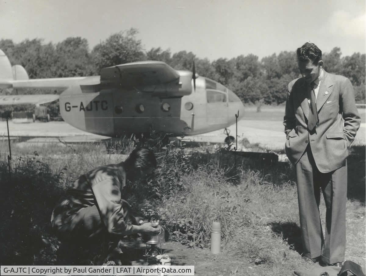 G-AJTC, Miles M57 Aerovan 4 C/N 6414, taken in 1953 at Le Touquet France.