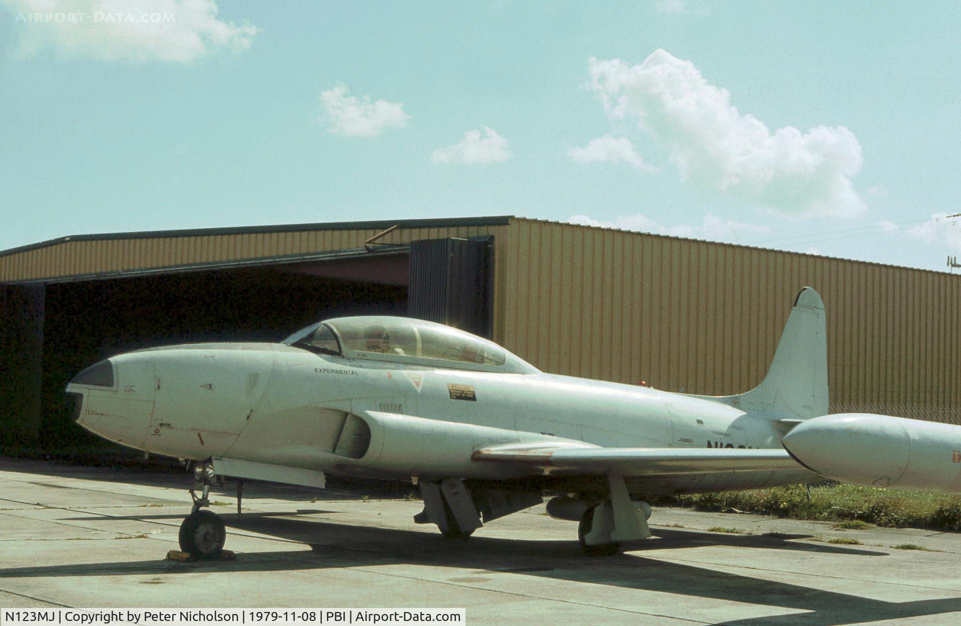 N123MJ, 1951 Lockheed T-33A C/N 51-9127, Former USAF T-33A Shooting Star 51-9127 as seen at West Palm Beach in November 1979.