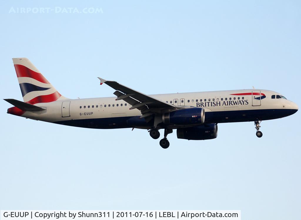 G-EUUP, 2003 Airbus A320-232 C/N 2038, Landing rwy 25R