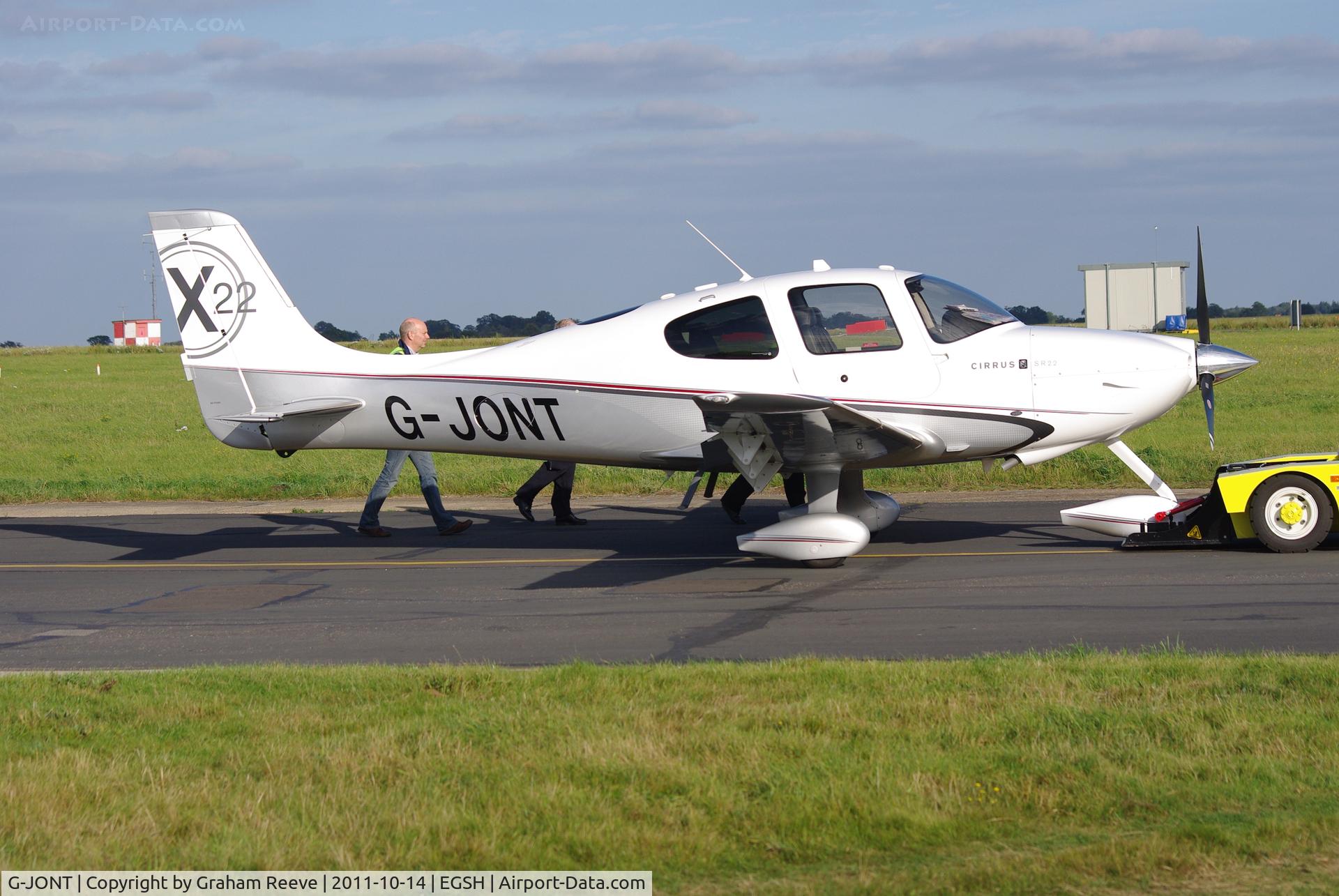 G-JONT, 2010 Cirrus SR22 G3-X C/N 3599, Under tow.