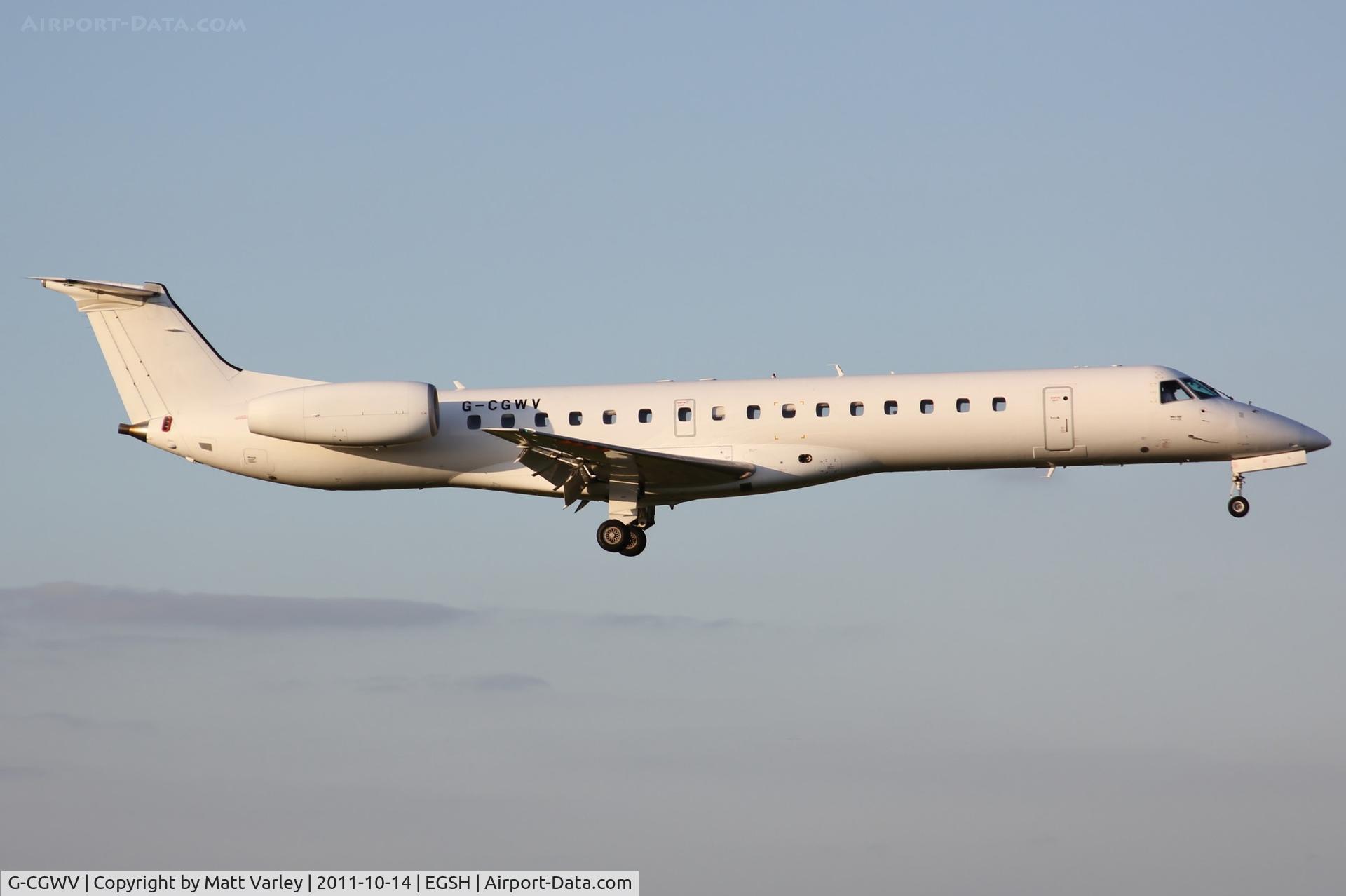 G-CGWV, 2000 Embraer ERJ-145MP (EMB-145MP) C/N 145362, East flight 77H arriving at EGSH.