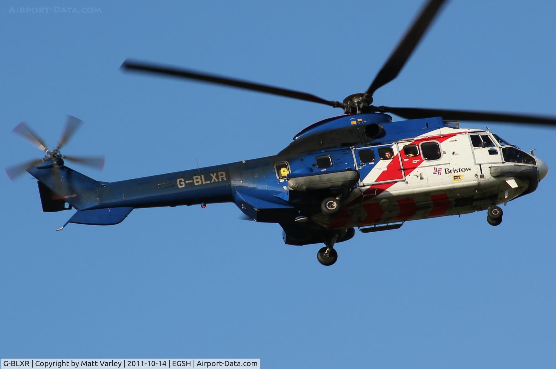 G-BLXR, 1985 Aerospatiale AS-332L Super Puma C/N 2154, Bristow 507 arriving at EGSH.