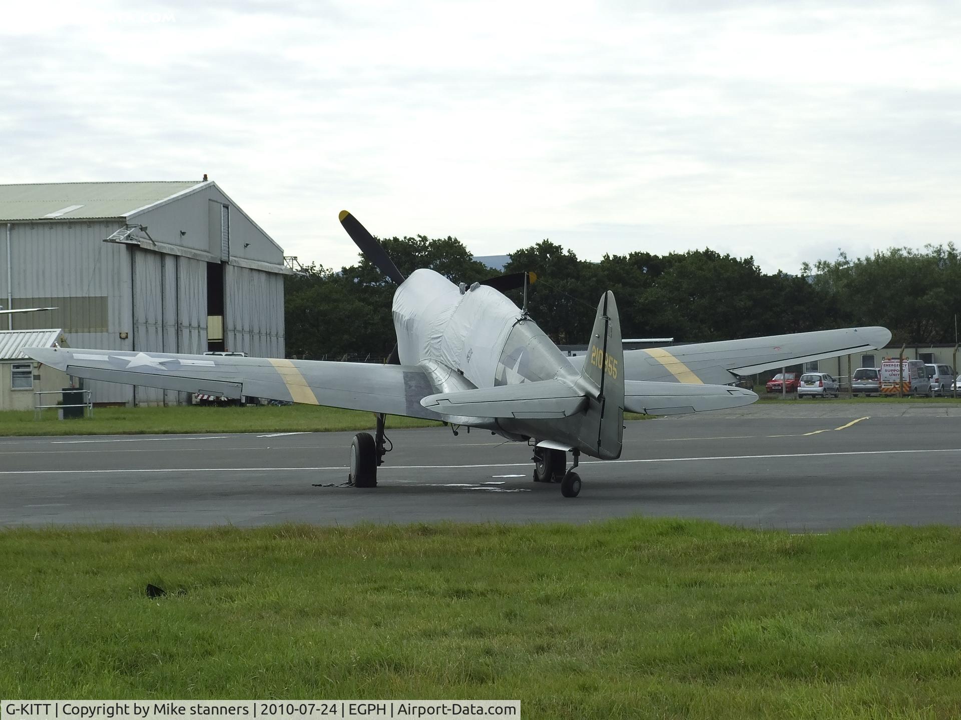 G-KITT, 1943 Curtiss P-40M Warhawk C/N 27490, P-40M Kittyhawk 210855 parked up for its display at east Fortune later in day