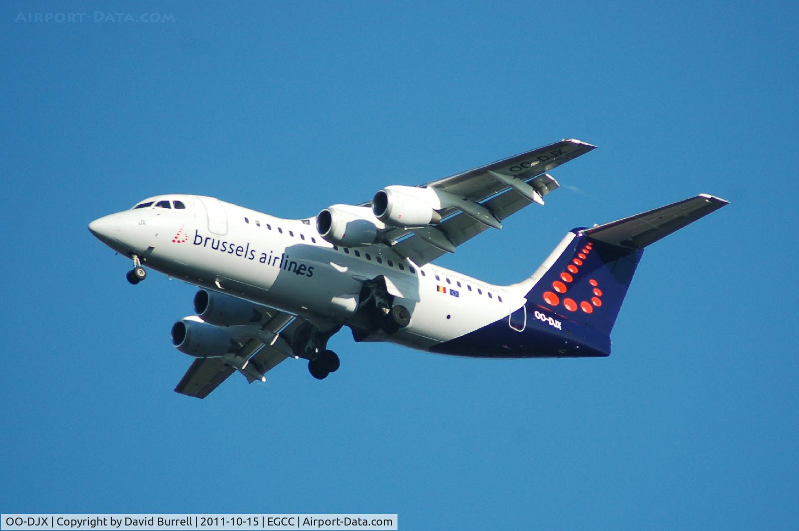 OO-DJX, 1996 British Aerospace Avro 146-RJ85 C/N E.2297, Brussels Airlines BAE Avro 146-RJ85 on approach.